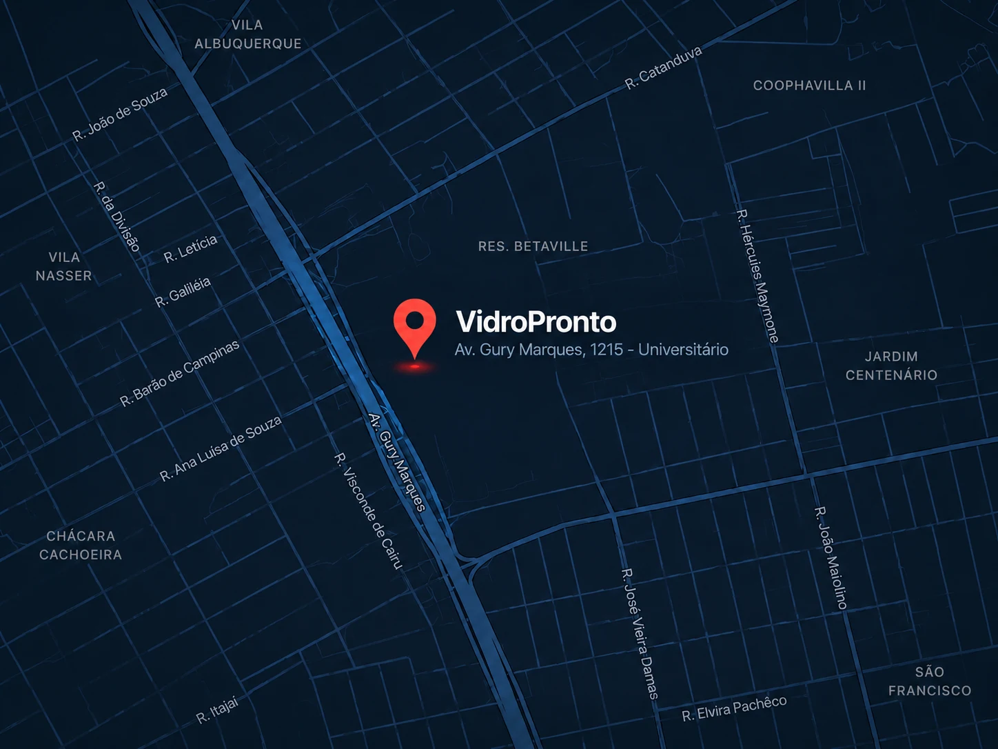 Mapa da região de atendimento